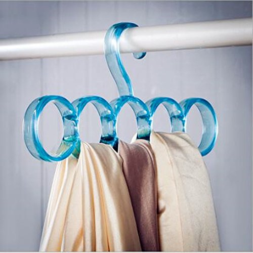 Tikkii Crystal Sapce Saver Plastic Scarf Tie Belt Hanger Organiser Rack Hangerworld (Blue)