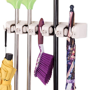 Blossom Store Mop Holder Hanger 5 Position Home Kitchen Storage Broom Organizer Wall Mounted by