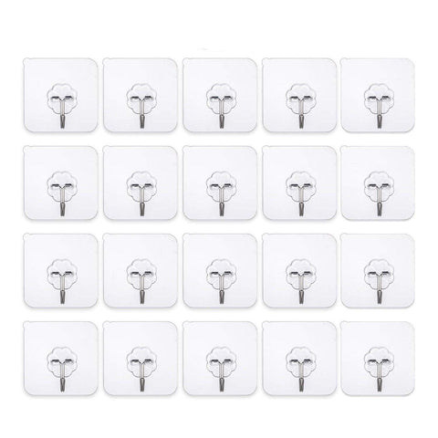 Hooks Heavy Duty Hooks - 20 Packs 22Lbs command Hooks Utility Hooks Heavy Duty Wall Hooks Waterproof Reusable Seamless Sticky Hook For Bathroom Kitchen Wall Door Ceiling And More