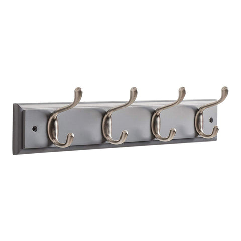 Maine Furniture Co OCCO Resko 17.7” / 45cm Coat Rack Wall Mounted with Coat Hooks I Strong Wall Hooks Heavy Duty I 4 Brushed Nickel Coat Hook On Grey Board I Wall Hooks Decorative I Design