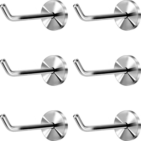 Hestya 6 Pack Stainless Steel Elephant Nose Hook Wall-Mount Robe Hook Coat Hook Towel Wall Hook, Brushed Nickel (Large)