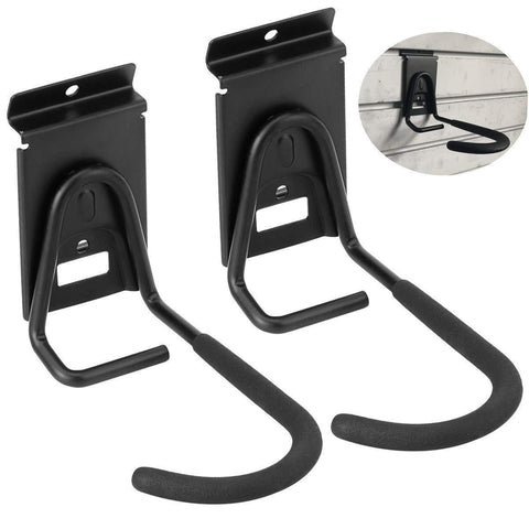 Heavy Duty Slatwall Bike Hook Storage System, Vertical Bicycles Rack for Garden, Garage, Shed Organization,Easily Hang/Detach Tools Hanger (Black,2 Pack 6.8" Bike Hook)