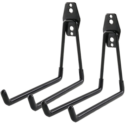 Ihomepark Heavy Duty Garage Storage Utility Hooks for Ladders & Tools, Wall Mount Garage Hanger & Organizer - Tool Holder U Hook with Anti-Slip Coating (2 Pack - Black)