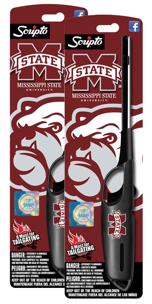 NCAA Mississippi State Bulldogs Licensed Scripto Multipurpose Utility Lighter - Official White & Maroon - Tailgating Essential (2-Pack)