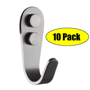 KES Brushed Stainless Steel Coat and Hat Single Hook Heavy Duty Wall Mount, 10-Pcs Value Pack