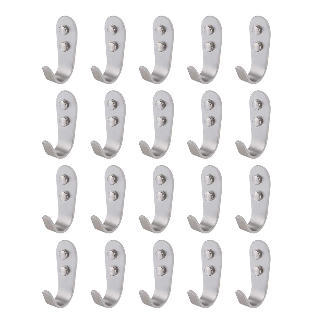 KES Brushed Stainless Steel Coat and Hat Single Hook Heavy Duty Wall Mount, 20-Pcs Value Pack