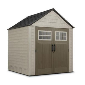 Rubbermaid 7 ft. x 7 ft. Big Max Storage Shed Great for storing riding mowers lawn garden equipment ~Includes tool & sports rack, utility & handle hook