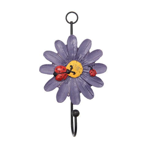 Mochiglory Home Decoration Cute Ladybug and Daisy Flower Resin Wall Hook Utility Wardrobe Hook