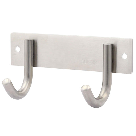 WEBI Heavy Duty SUS 304 Coat Bath Towel Hanger Rail Bar, 2 Hooks, Brushed Finish, for Bedroom, Bathroom, Foyers, Hallways, Entryway, Great Home, Office Storage & Organization, J-YZ02-1