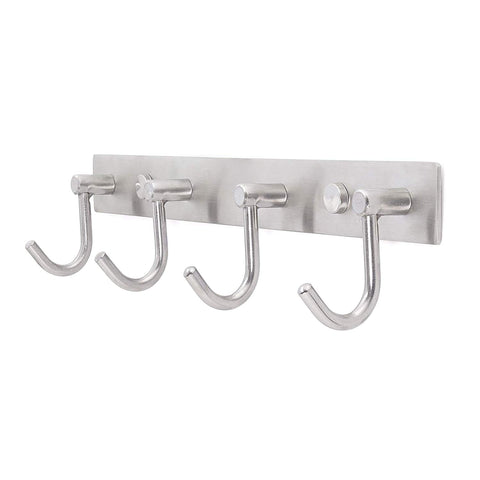 WEBI Heavy Duty SUS 304 Coat Bath Towel Hanger Rail Bar with 4 Hooks, Brushed Finish, for Bedroom, Bathroom, Foyers, Hallways, Entryway, Great Home, Office Storage & Organization, J-YD04