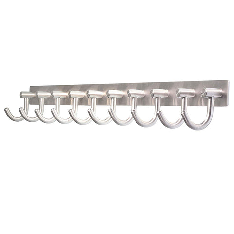 WEBI 10 J-Hooks Plus, Sturdier Stainless Steel 304 Large Coat Hook Rail Hat Bath Robe Clothes Hanger Rack Mugs Holder Home Storage for Office, Kitchen, School, Entryway, Wall Mounted, Brushed Nickel