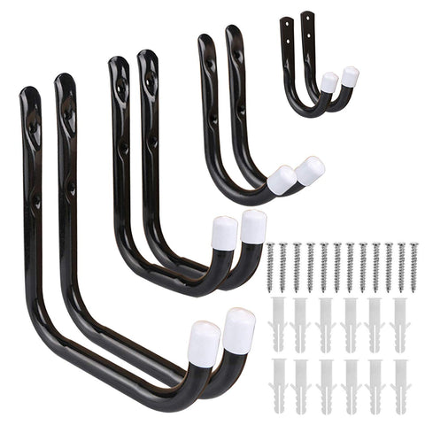 Aunifun Heavy Duty Garage Storage Utility Hooks, Wall Mount Organizer Screw-in Multi-Tools Hanger & Holder Hook |Includes 12 pcs Screws and Anchors - 8 Pack Garage Hooks