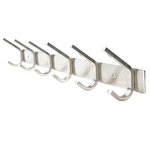 WEBI Heavy Duty SUS 304 Coat Bath Towel Hook Hanger Rail Bar with 6 Hooks, Brushed Finish, for Bedroom, Bathroom, Foyers, Hallways, Entryway, for Great Home, Office Storage & Organization, C-CBG06