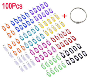 Dirza Key Tags Plastic Keyring Labels with Split Ring Keyring One Wire Keychain Cable 100pcs