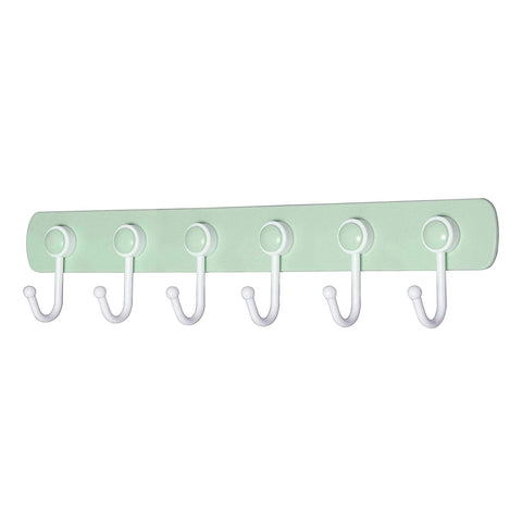 WEBI Coat Rack Wall Mounted Adhesive Hooks: 360°Rotatable,Sticky Hooks,Waterproof, 6-J-Hook, Plastic Coat Hooks for Hanging Coat Towel Hats Keys Scarf - Green