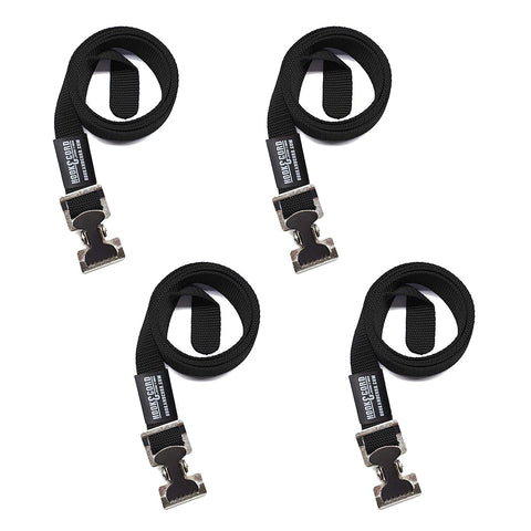 Utility Lashing Strap, 4-Pack, 1" x 48", Made in USA, Hook & Cord (Black)