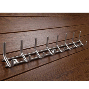 WEBI Wall Mounted Coat Hooks Stainless Steel 304 Heavy Duty “C” Wall Hooks Rail Robe Hook Rack for Bathroom Kitchen Entryway Closet, B-C-CBG08-2, (8 Hooks, Satin, 2 Pack)