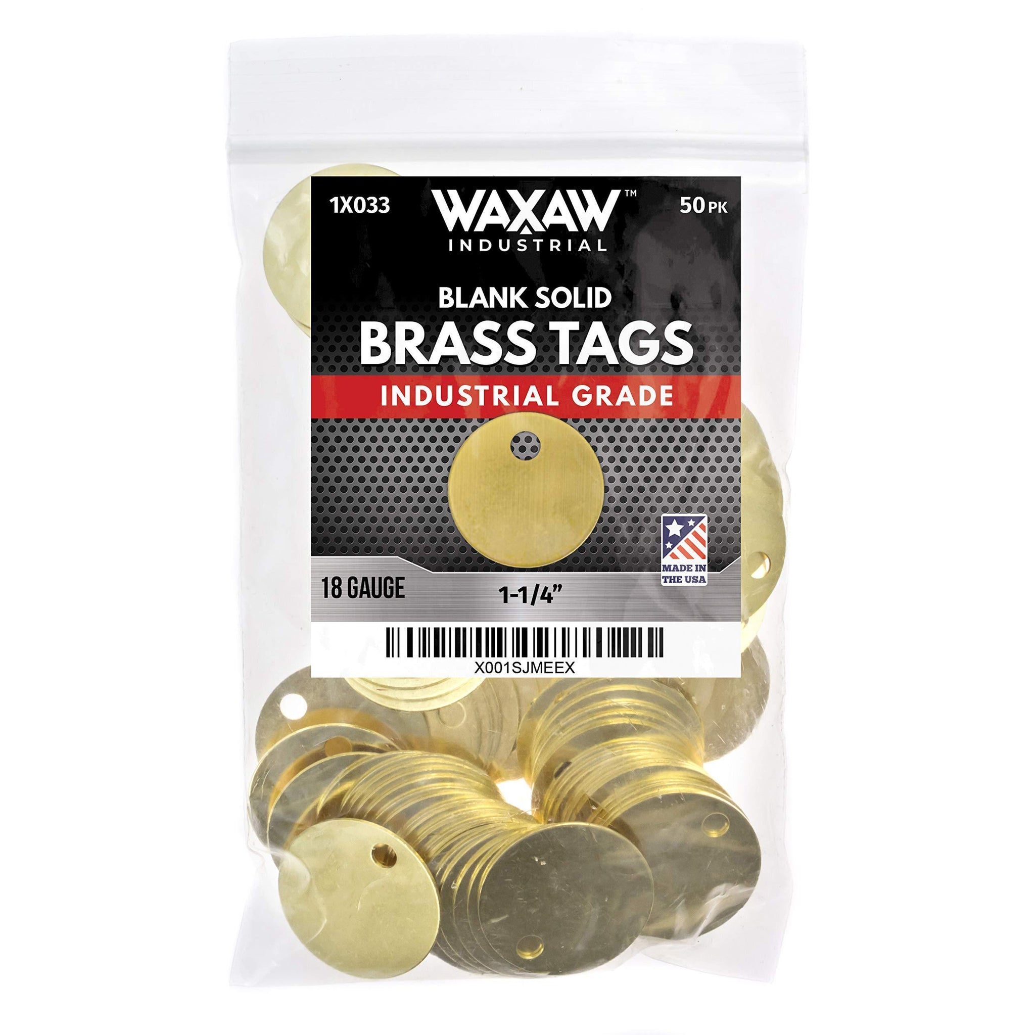 1.25u00e2u20acu009d Solid Brass Stamping Tags Industrial Grade (0.040") Blank Chits for Pipe Valves, Tool Check-Out and Equipment Labeling | Made in USA (50 Pack)